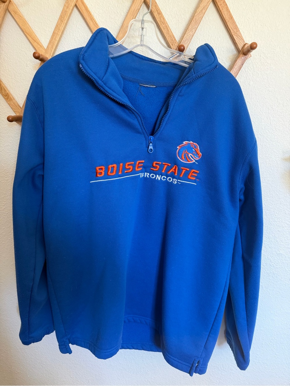 Vintage Boise State Broncos Blue Quarter-Zip Fleece Pullover